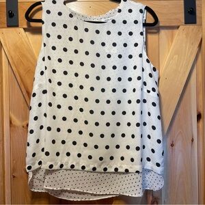 Rose & Olive White Tank Top with Black Polka Dots